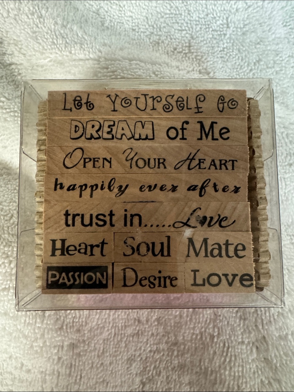 Love & Sentiment Wooden Stamp Set - Natural Wood